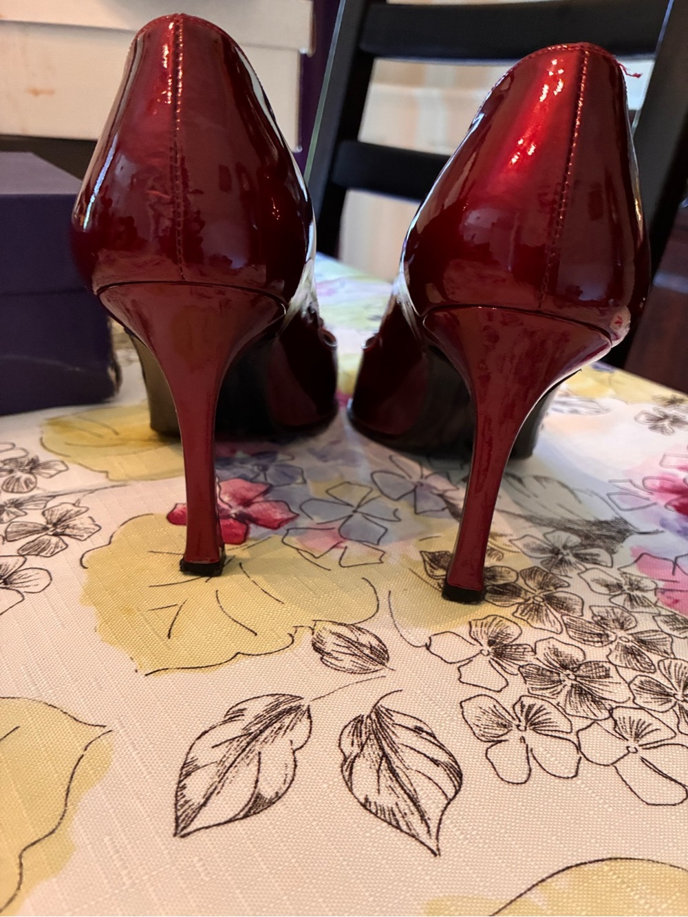 Stuart Weitzman Burgundy Patent Leather Pointed-Toe Pumps with Buckle Detail - Picture 7 of 10